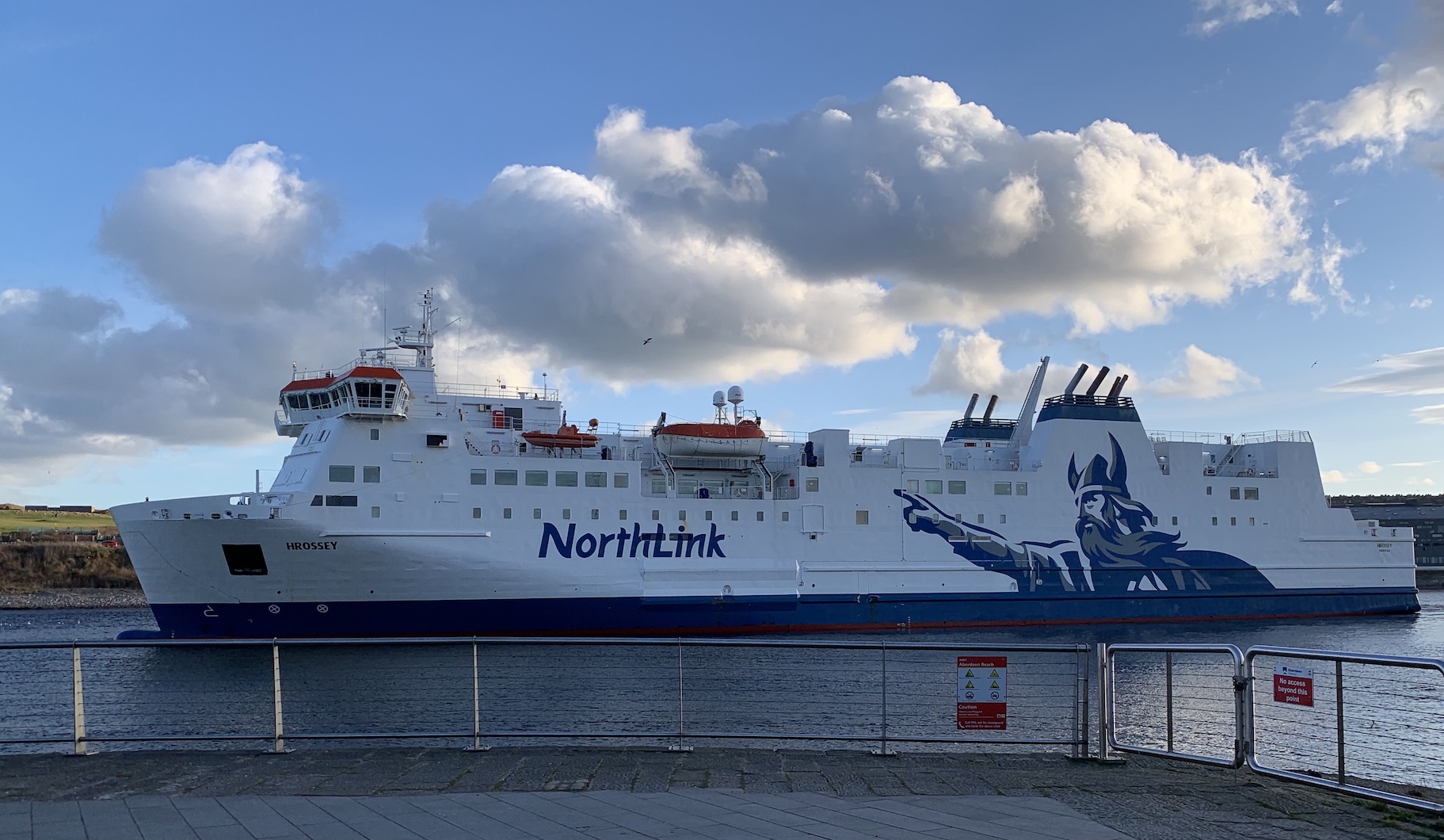 The North Link ferry leaving Aberdeen for Orkney and Shetland.